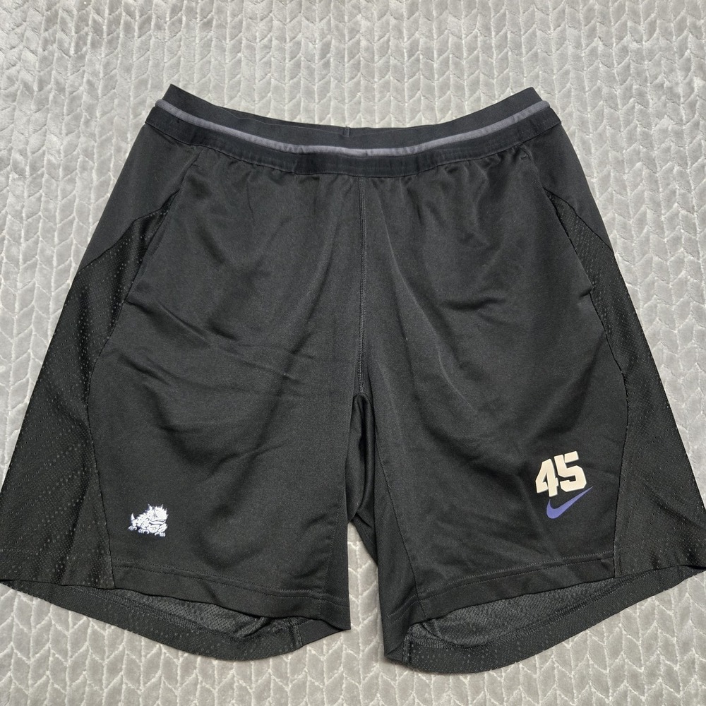 TCU Texas‎ Christian University Horned Frogs Team Issue Black Shorts Large #45